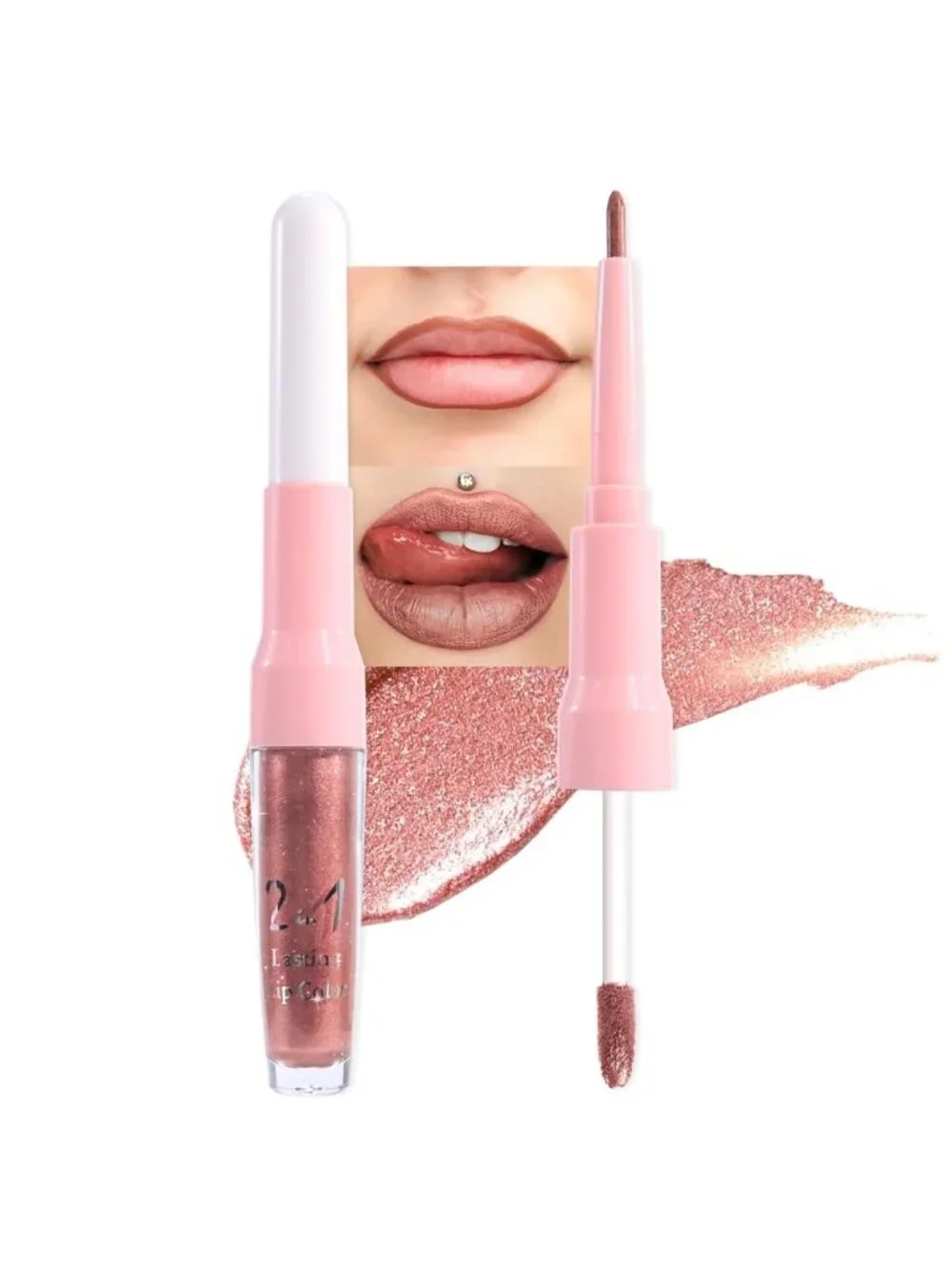 Womens 14# Bronze Gold-Metallic Glitter Liquid Lipstick lippies Lip Gloss